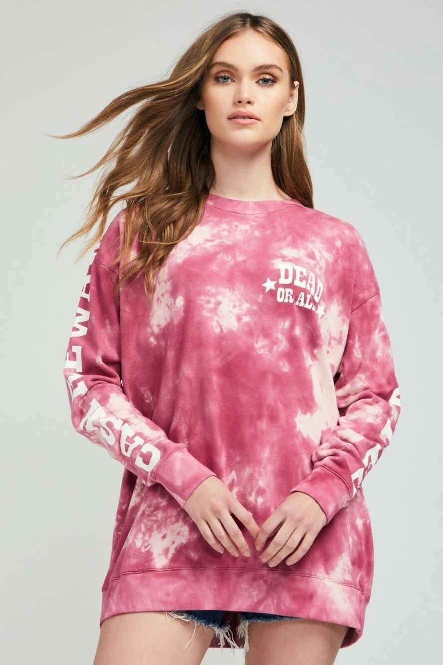 Wildfox Dry Rose Pink Dead or Alive Roadtrip Sweatshirt Small NEW